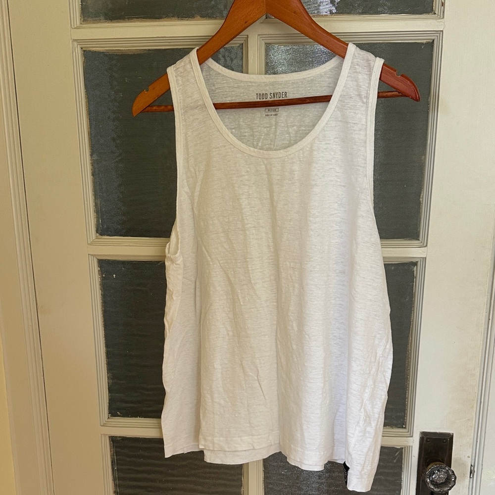 Todd Snyder White 100% Linen Scoop Neck Tank